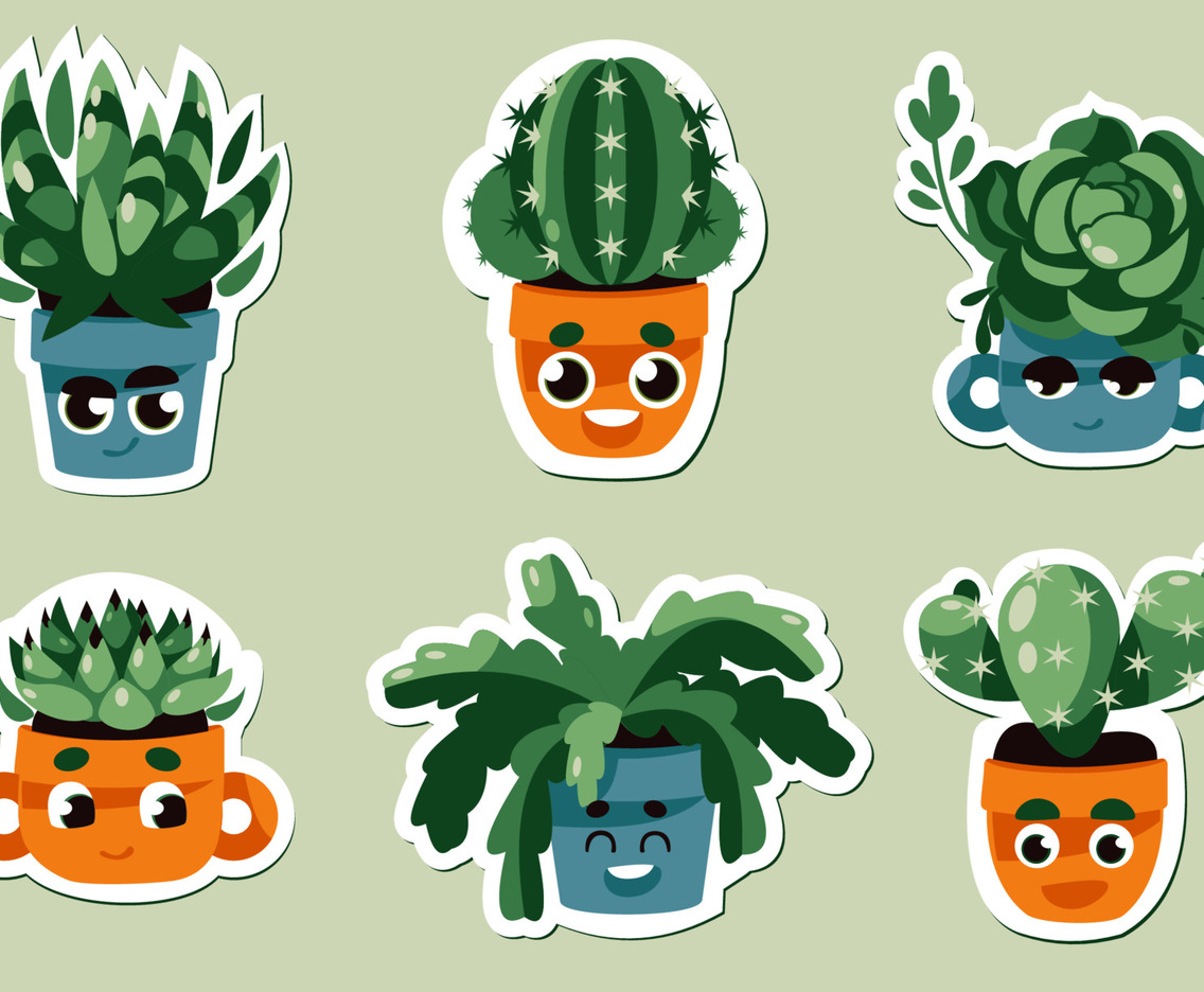 Cute Cactus Character Sticker Collection