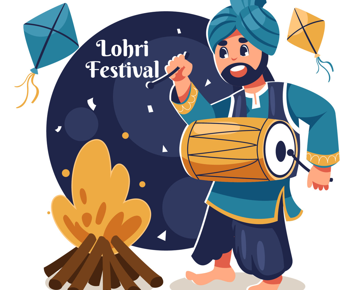India man Celebrating Lohri Day Concept