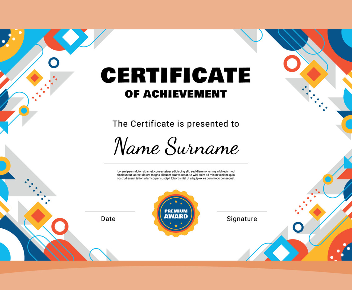 Geometric Flat Certificate of Achievement