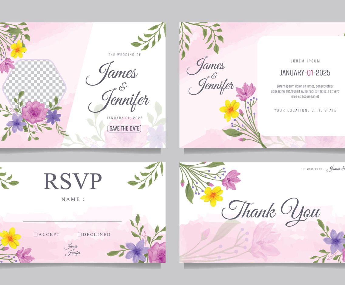 Water Color Wedding Invitation Template