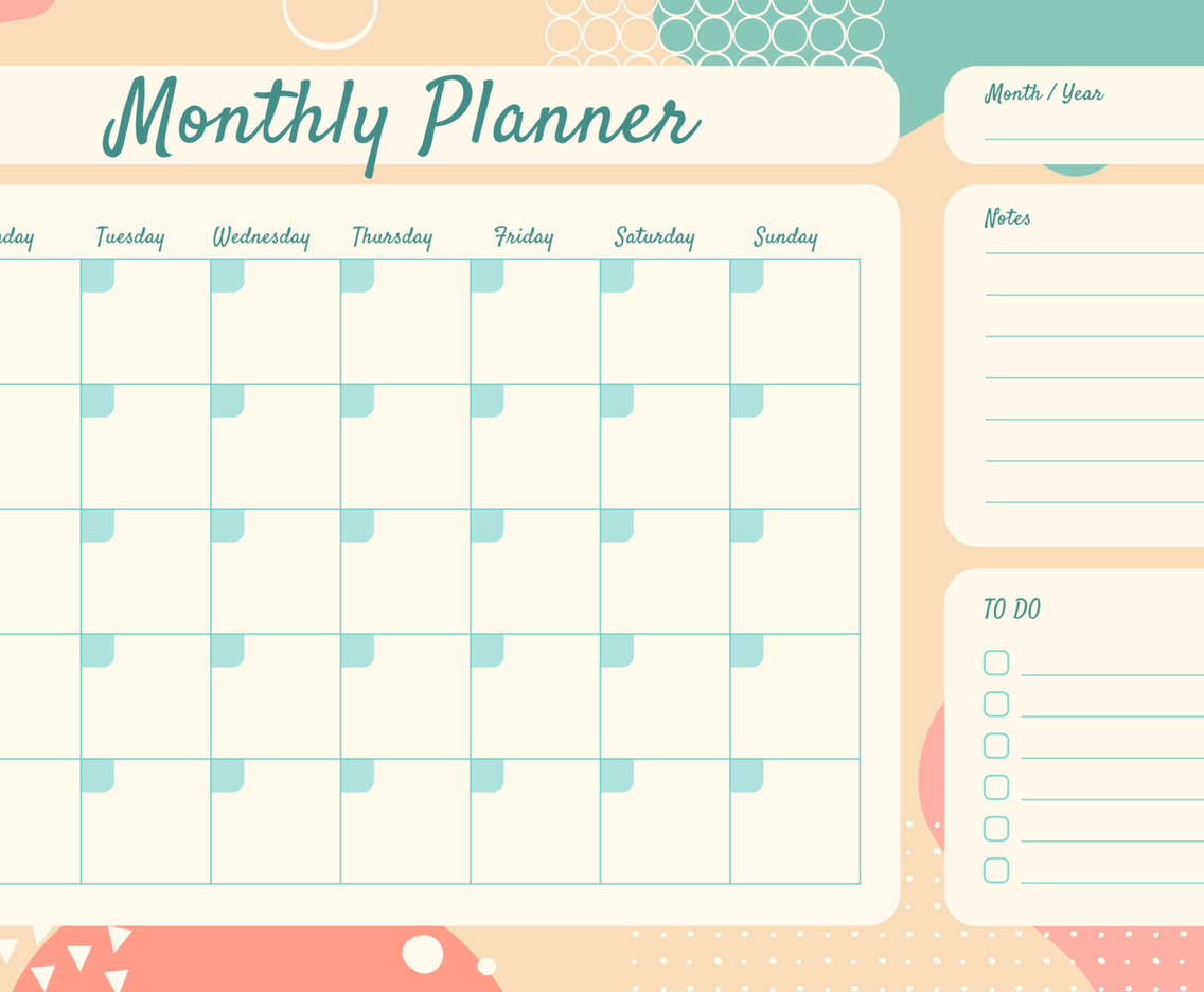 Soft Colors Geometric Accents Monthly Planner