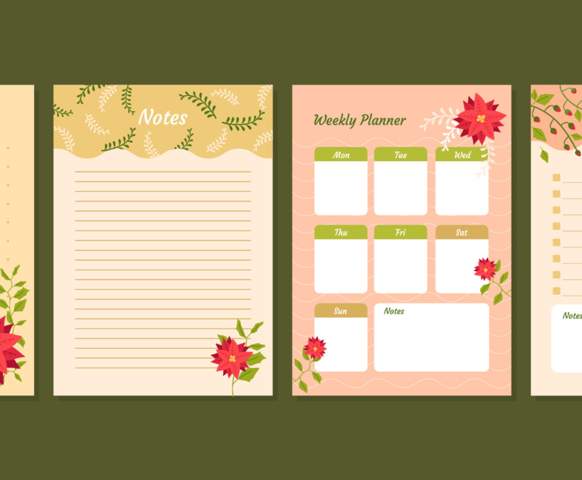 Poinsettias Journal Template Pages and Tables Template