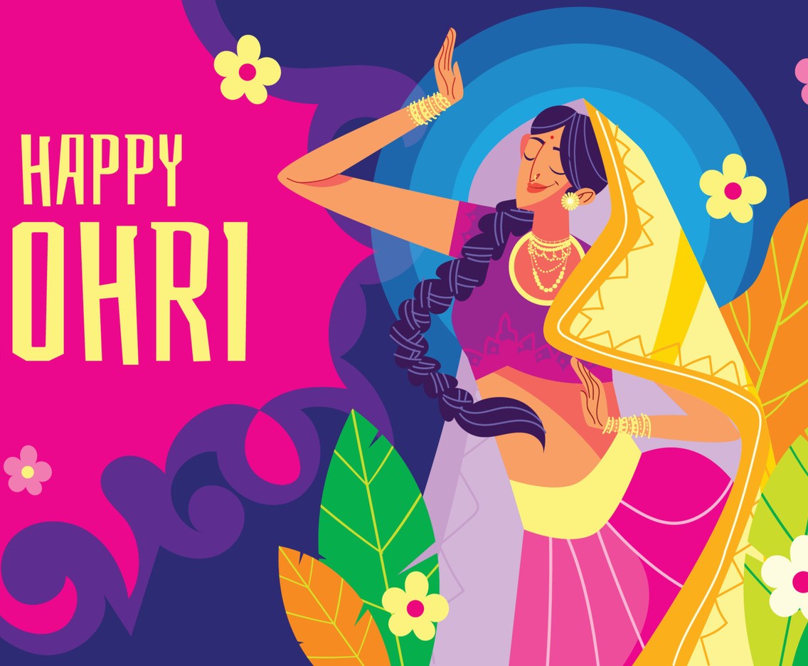 Traditional Indian Woman Dancing in Lohri Day