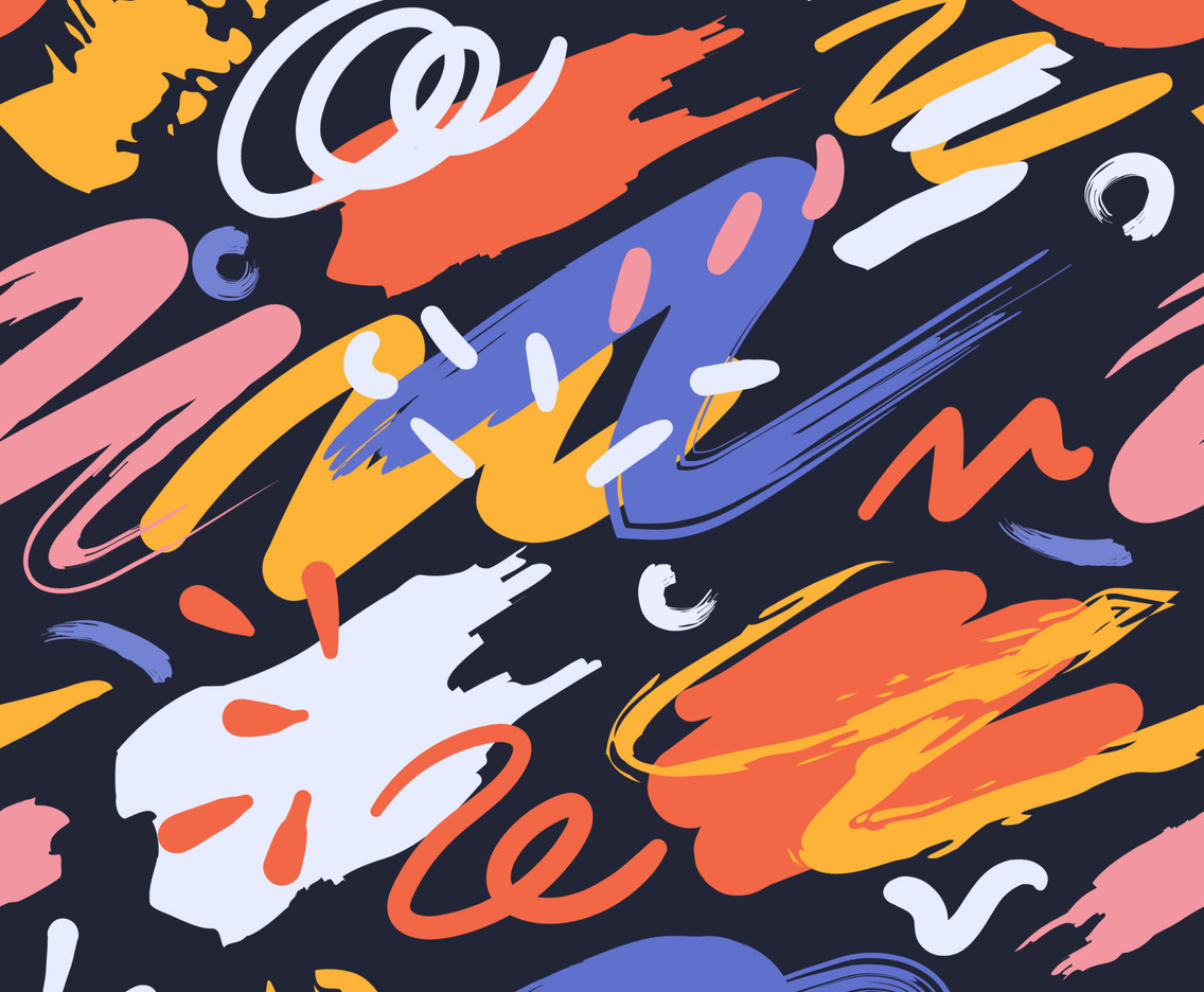 Grunge Hand Drawn Brush Strokes Seamless Pattern Background