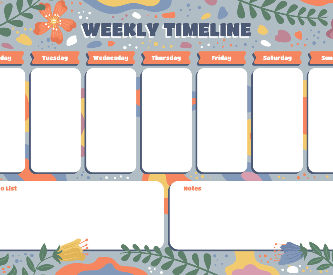 Calendar Weekly Timeline Design Template