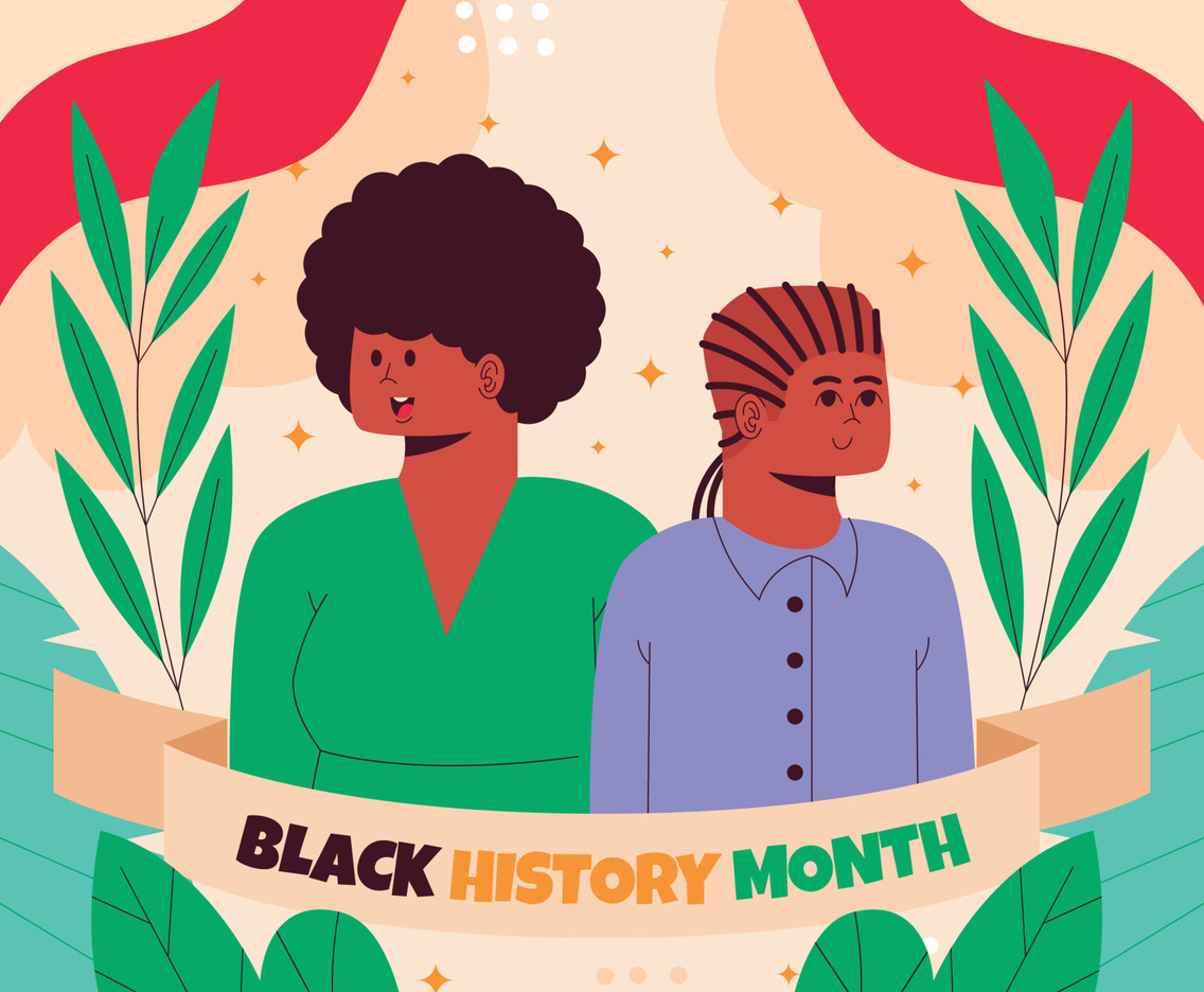 Black History Month with Woman and Man Character