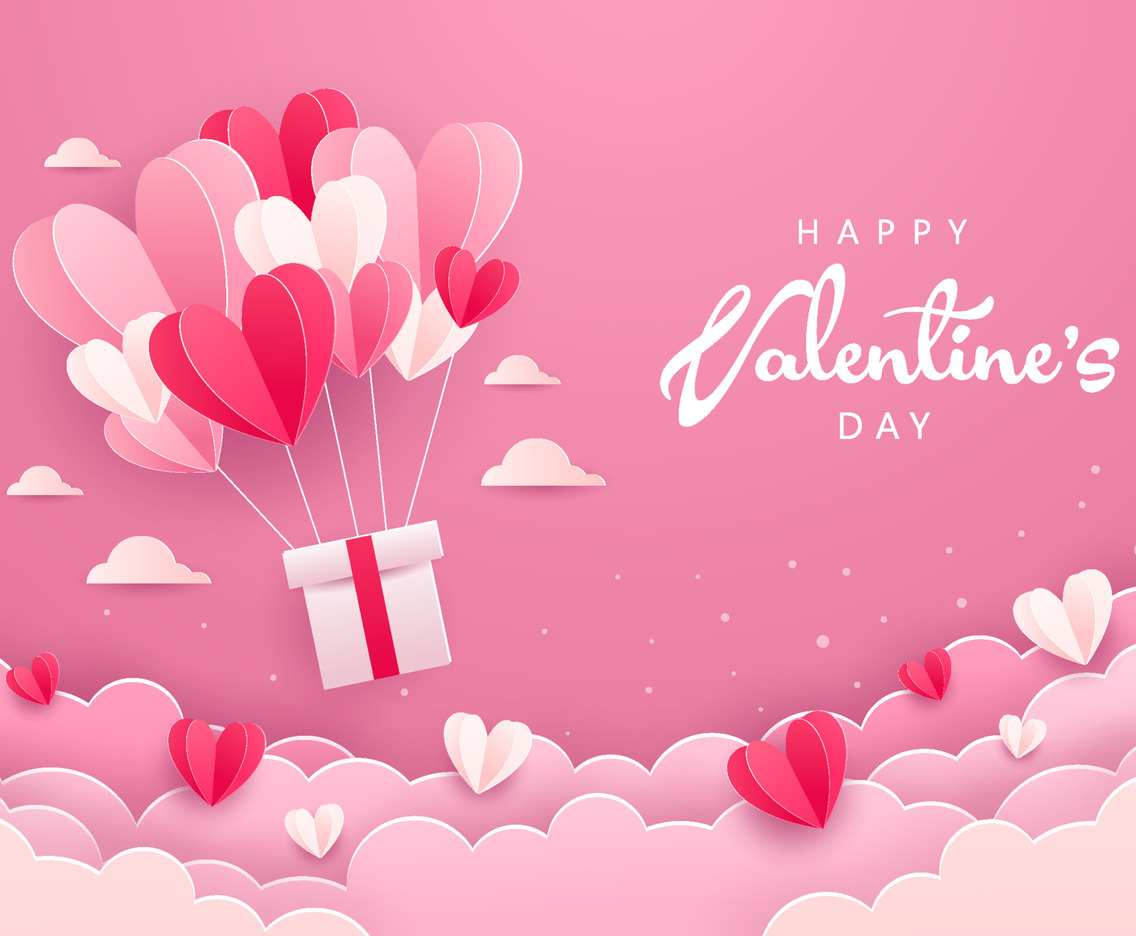 Valentines Background in Papercut Style