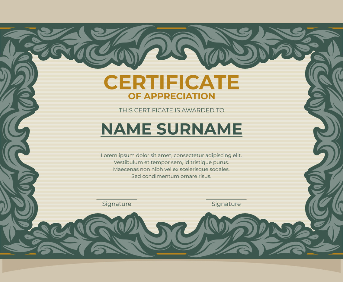 Victorian Certificate of Appreciation Template