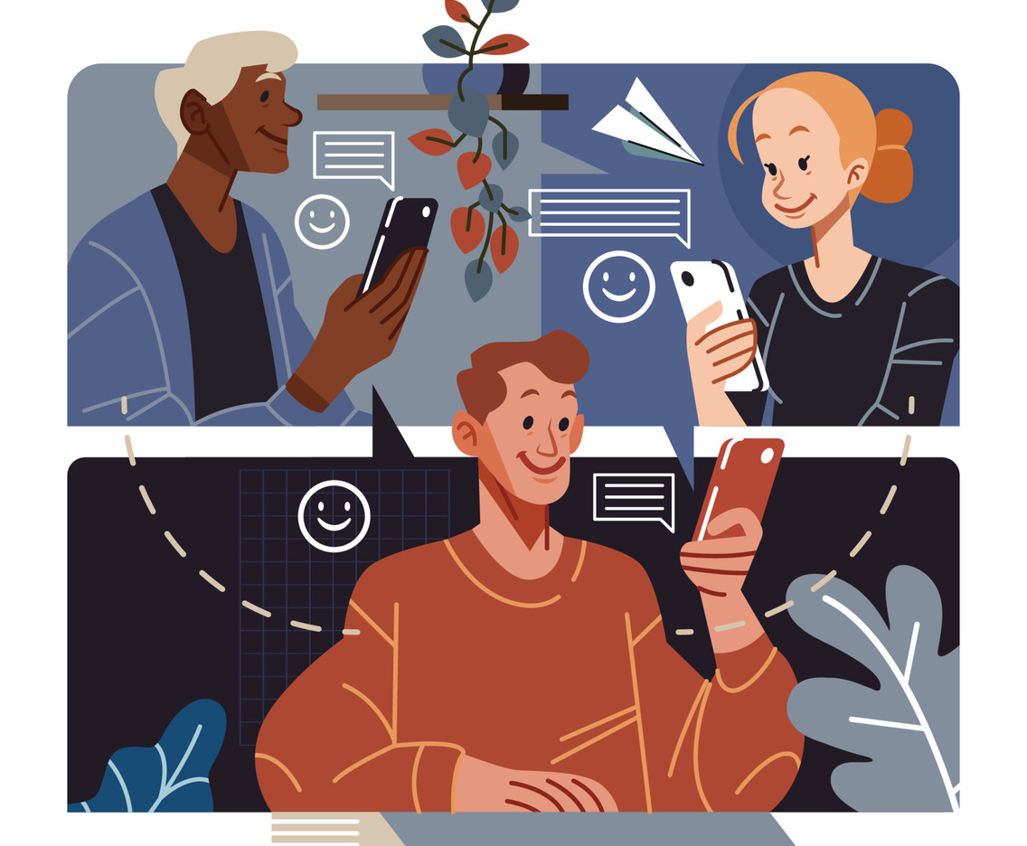 Conversations Between Friends Using Chat On Smartphones