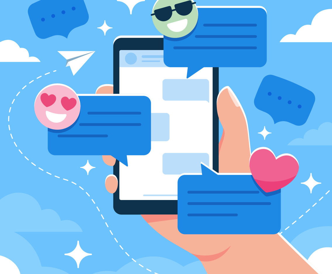 Mobile Chat Activity with Hand Holding Smartphone