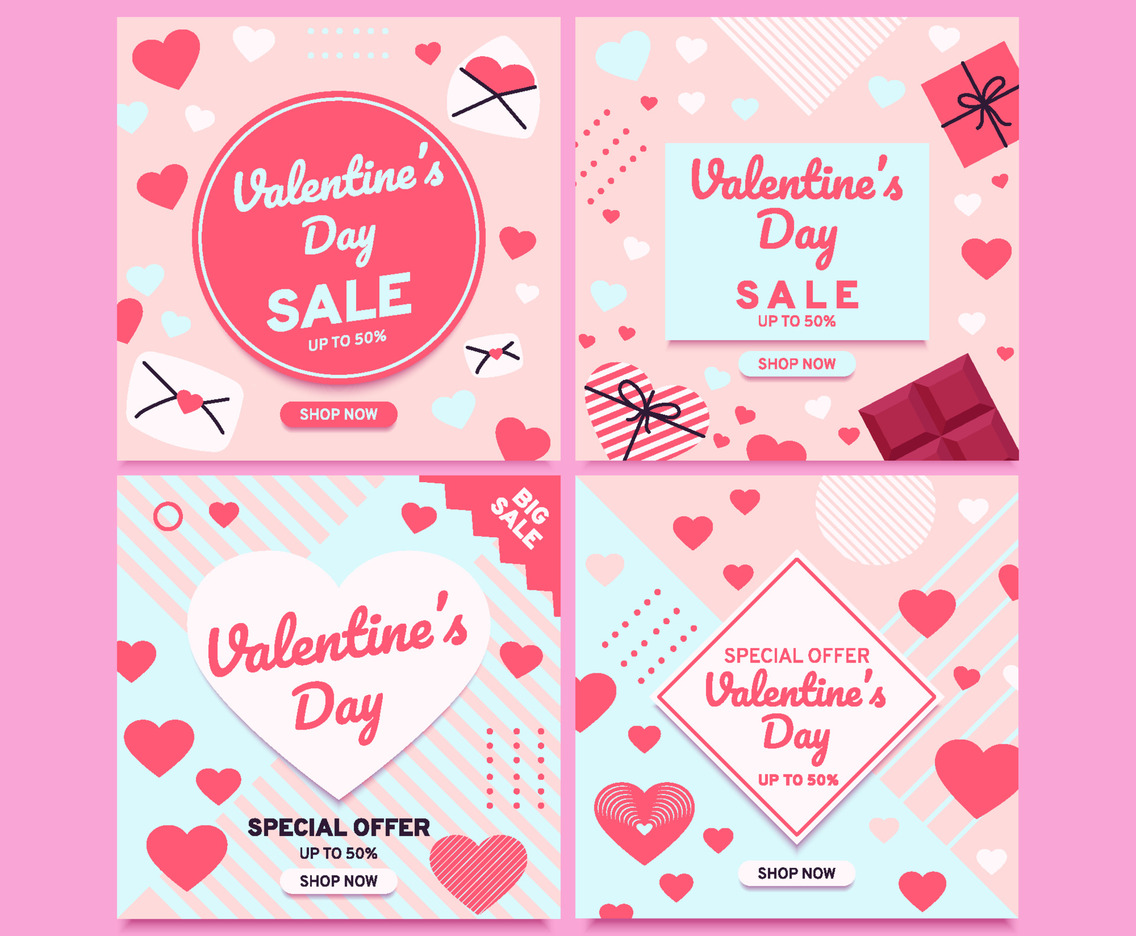 Valentine's Day Sale Social Media Post Template