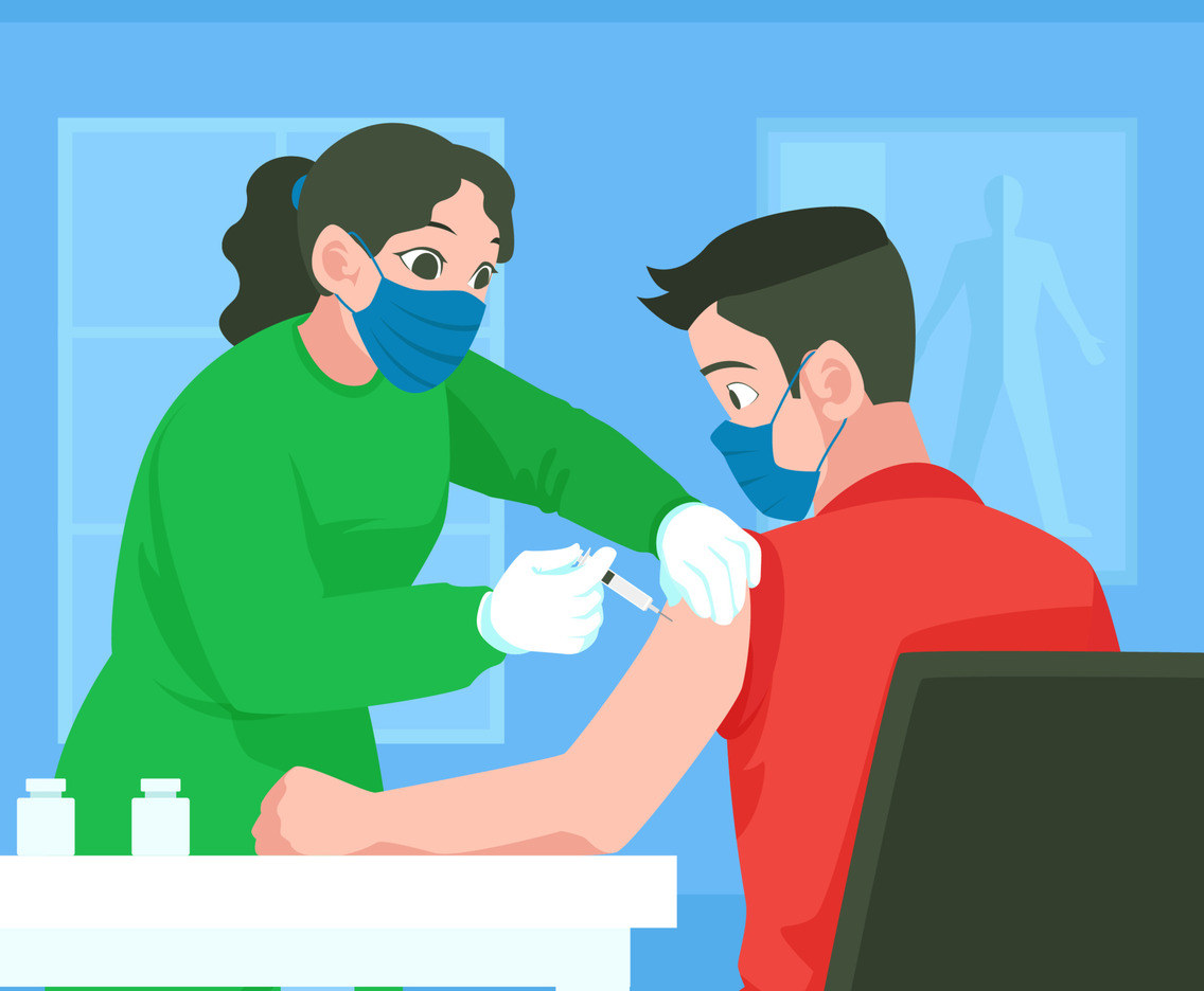 Young Man Get Vaccinated for Covid 19 Public Service