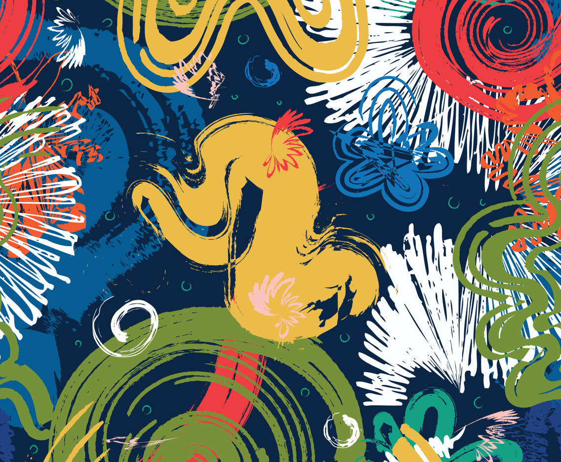 Colorful Hand Drawn Brush Seamless Pattern