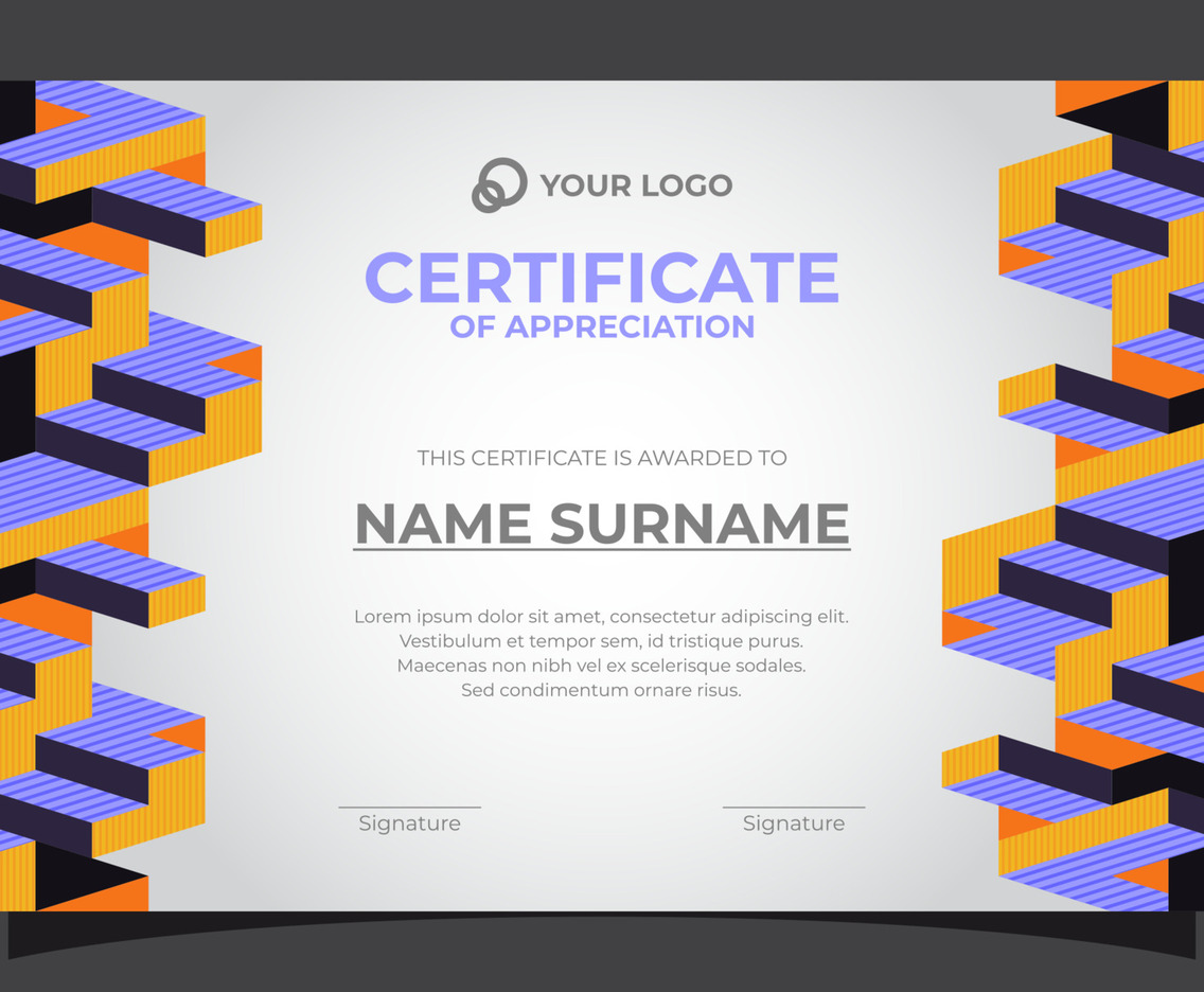 Flat Geometric Certificate of Appreciation Template