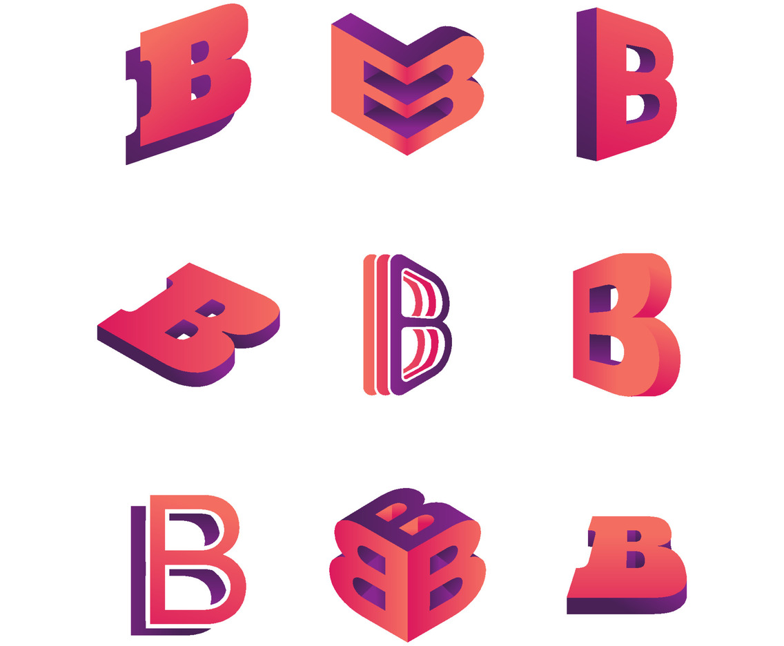 Set of B Alphabet Logo