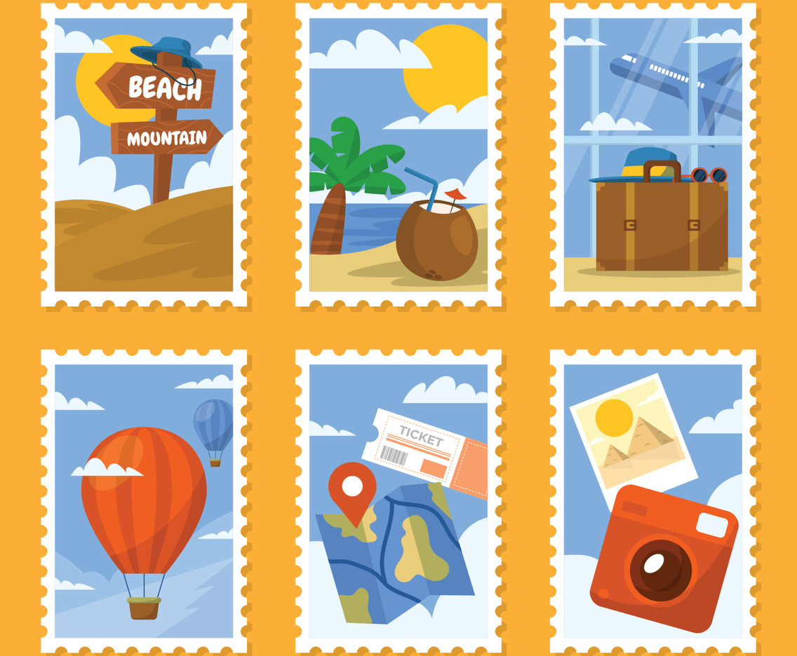 Stamp Sticker Travelling Set Design