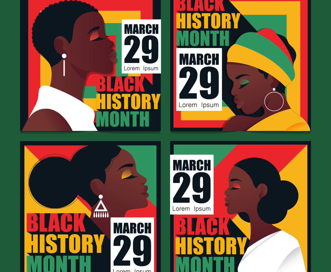 African Woman In Black History Month Social Media Template