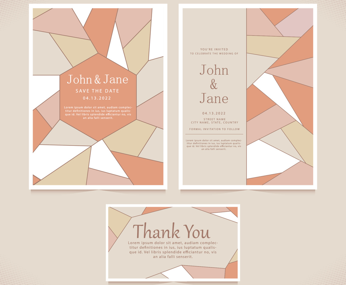 Abstract Shapes With Soft Color Weeding Invitation Template