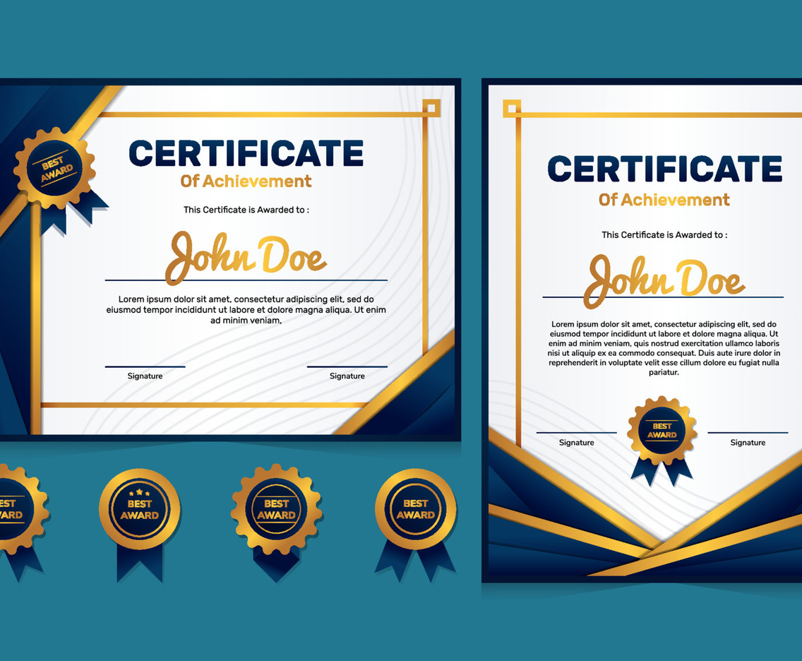 Gradient Gold and Blue Modern Certivicate