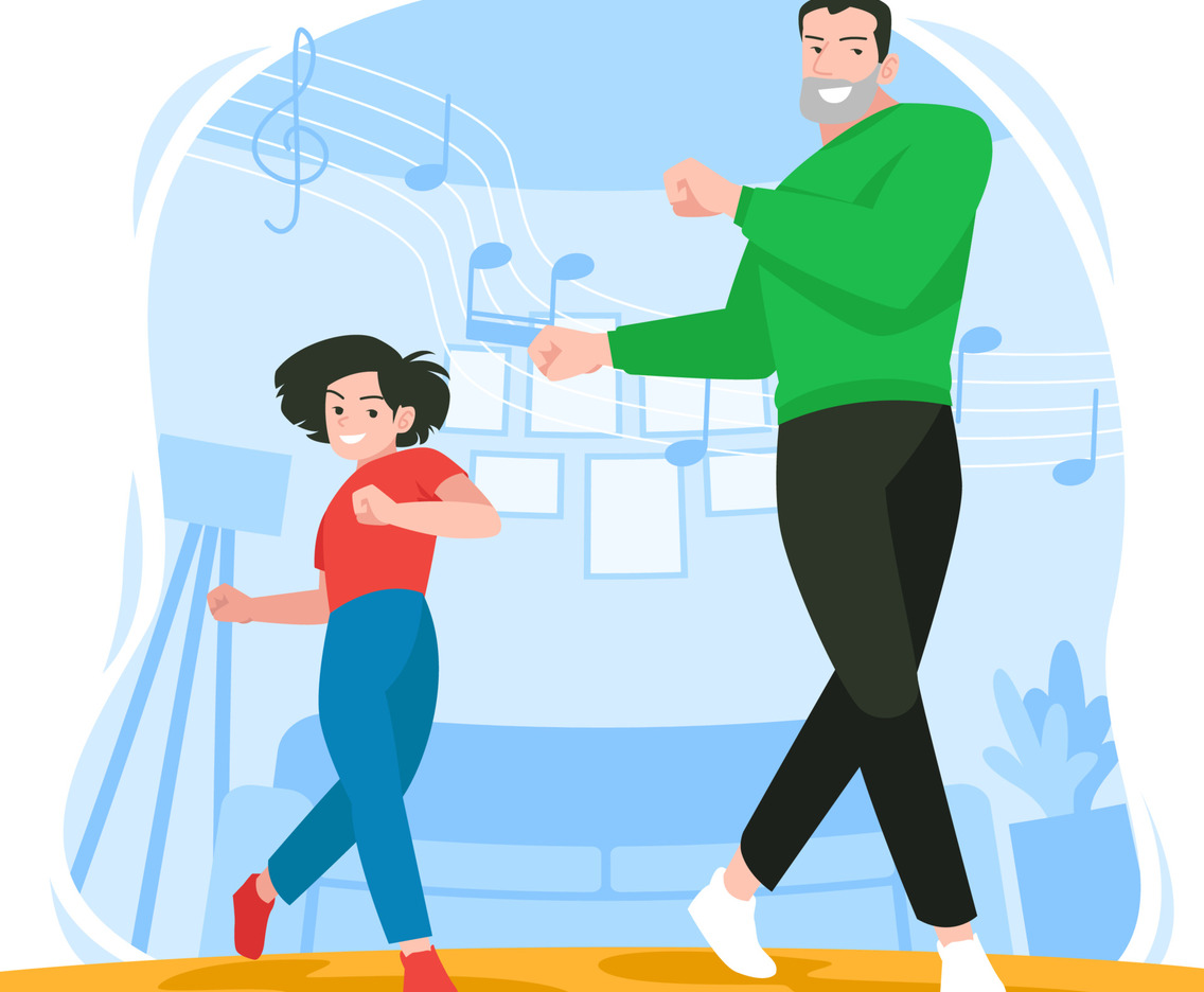 Father and Daughter Spending Time Dancing Together