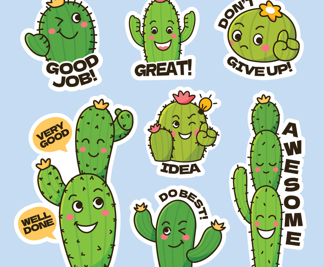 Set of Cactus and Succulents Stickers
