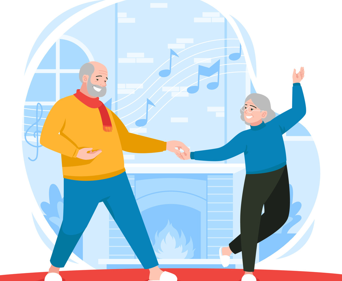 Grandparents Dancing with passion in front of the Fireplace