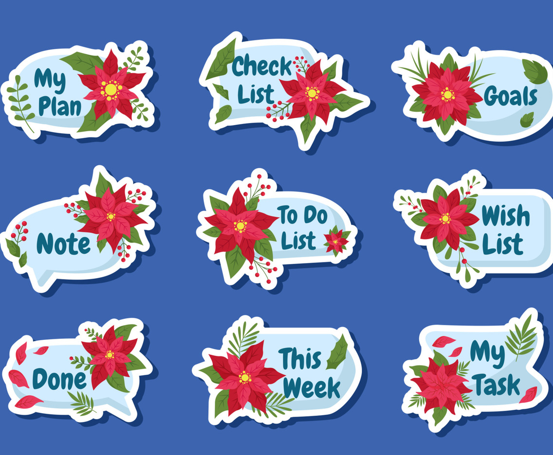 Poinsettias Journaling Sticker Set