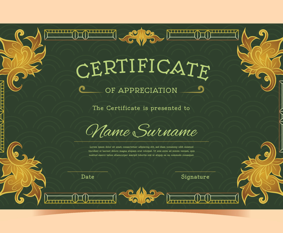 Victorian Certificate of Appreciation