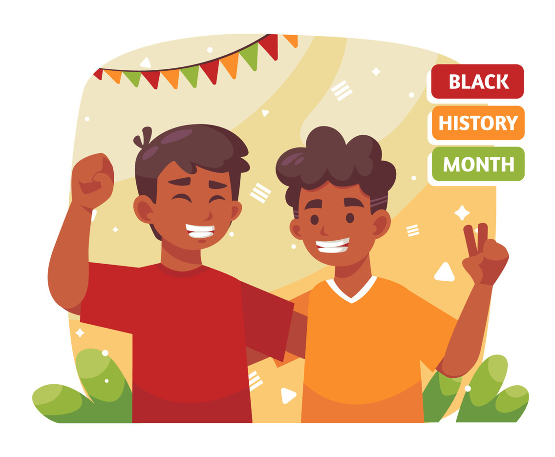 Two People Celebrating Black History Month Festival