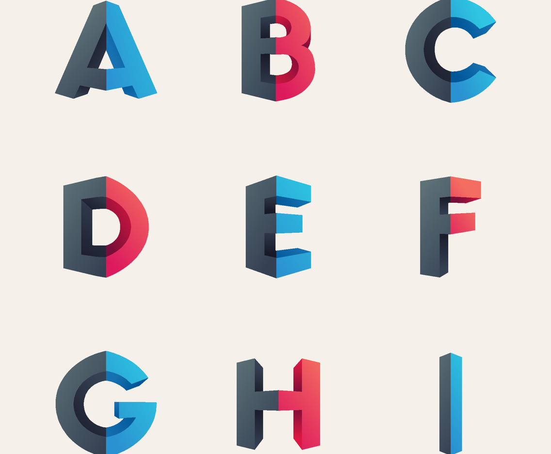 Set of Multi Color Alphabet