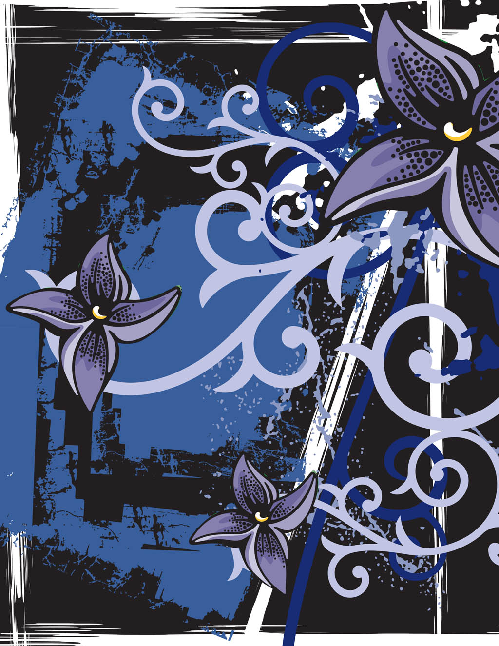 Grunge Floral Poster