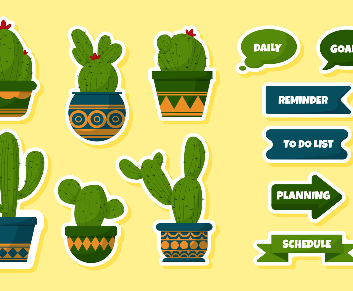 Cactus and Succulents Journal Sticker Set