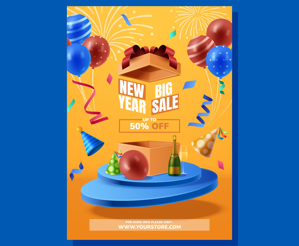 New Year Sale Poster Template