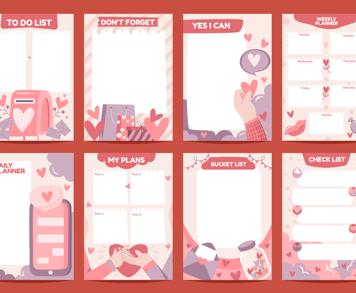 Set of Valentine Journal Pages