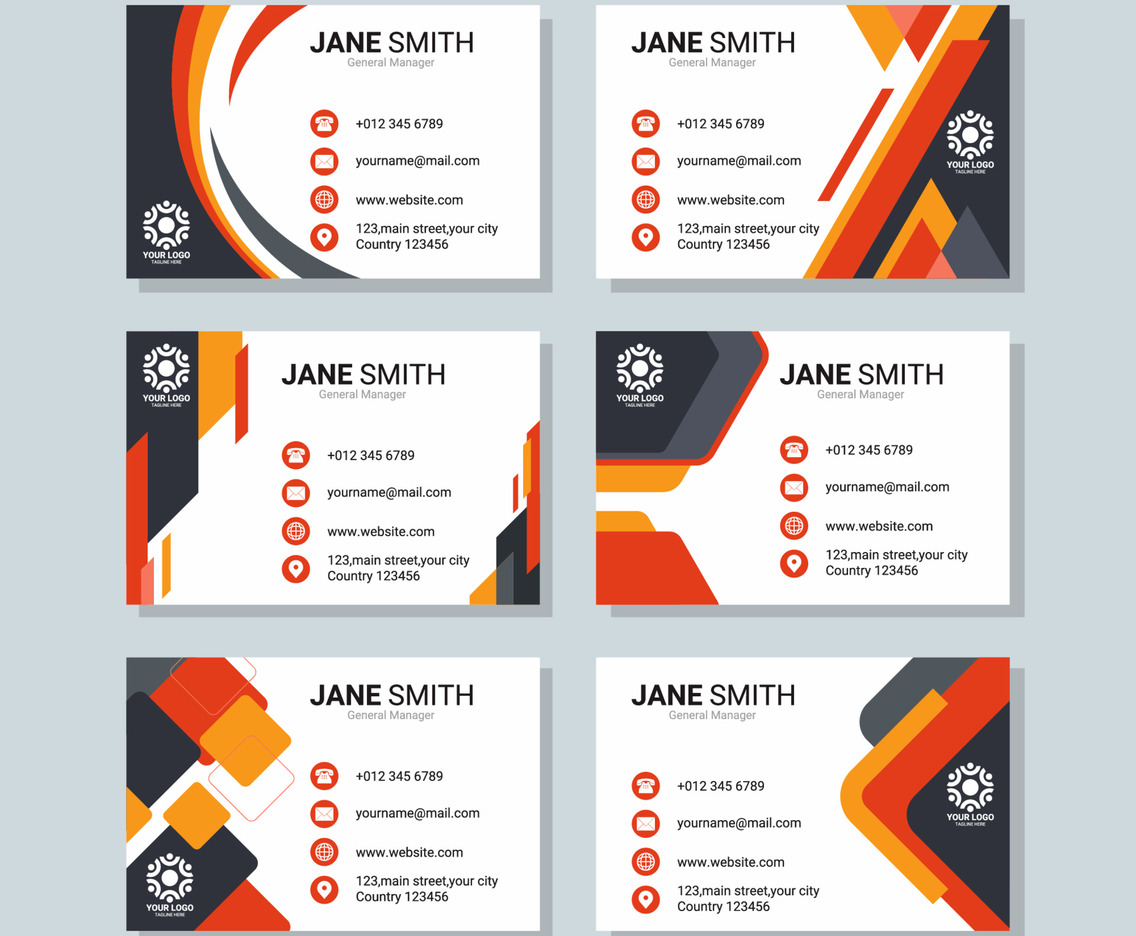Flat Abstract Business Card Collection