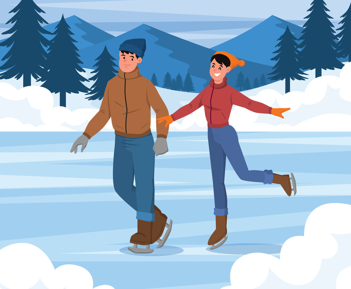 Skiing on the Frozen Lake