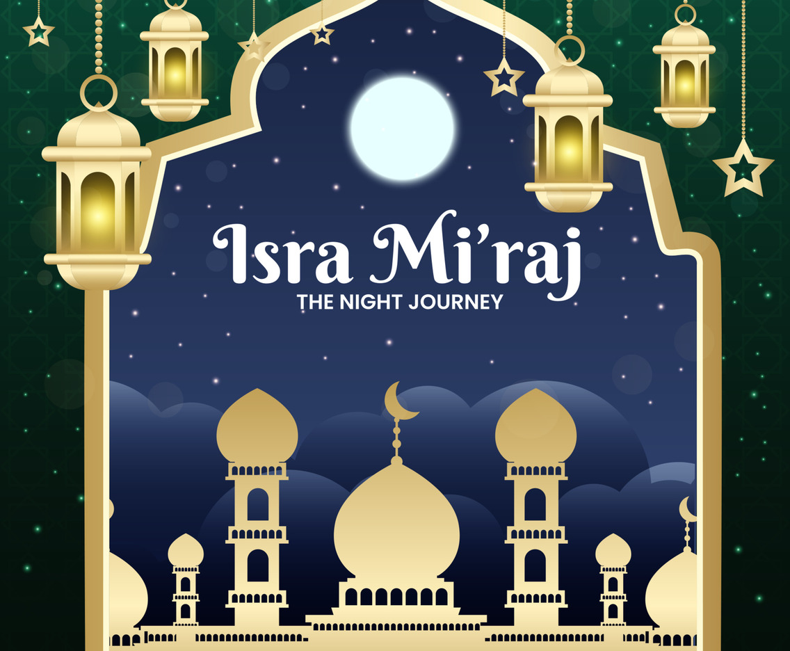 Isra Miraj Background with Mosque