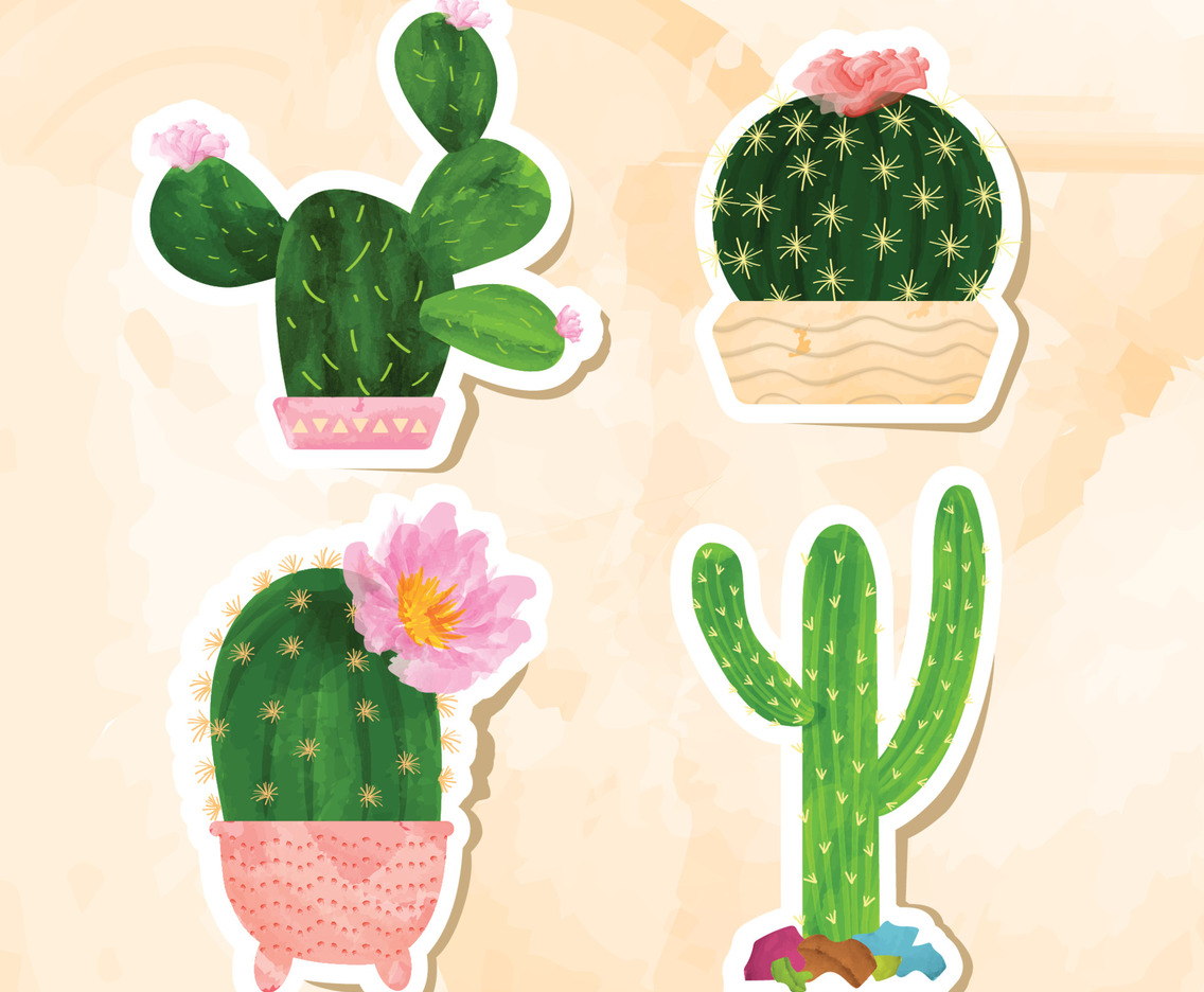 Cute Cactus Watercolor Sticker
