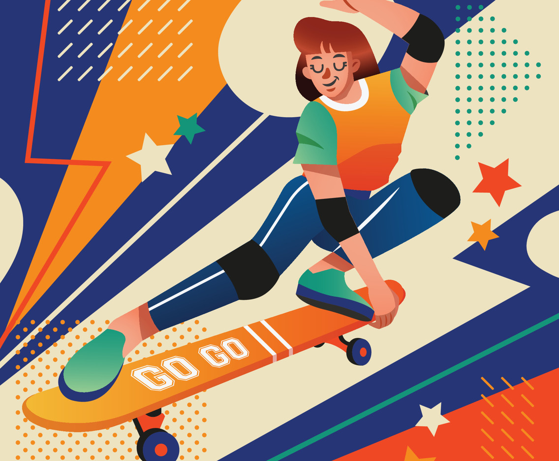 A Girl Playing a Skateboard
