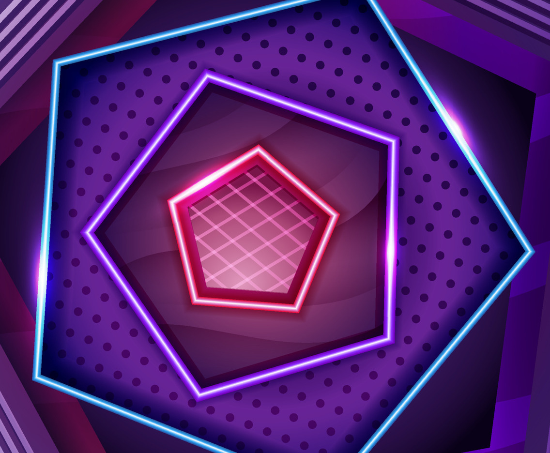 Pentagon Tunnel with Neon Light