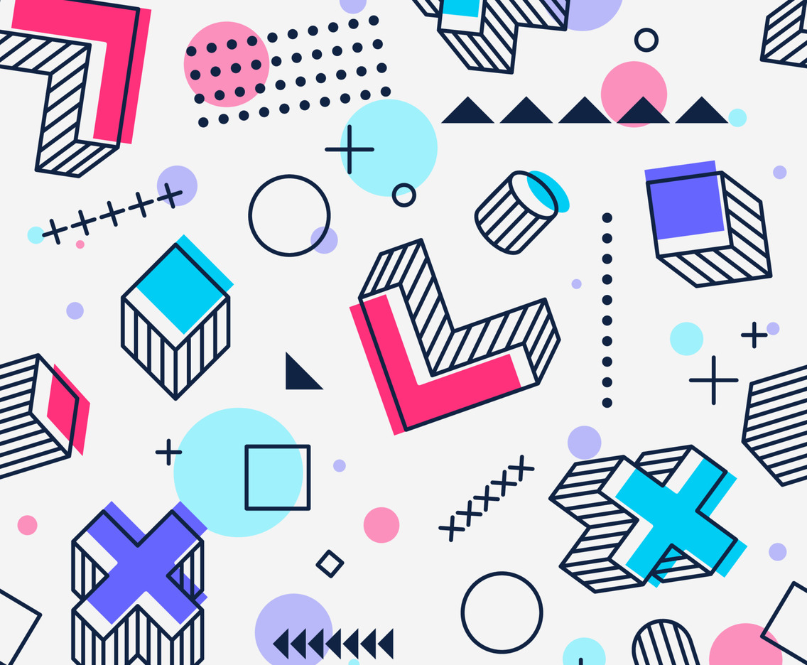 Abstract Memphis Geometric Seamless Pattern