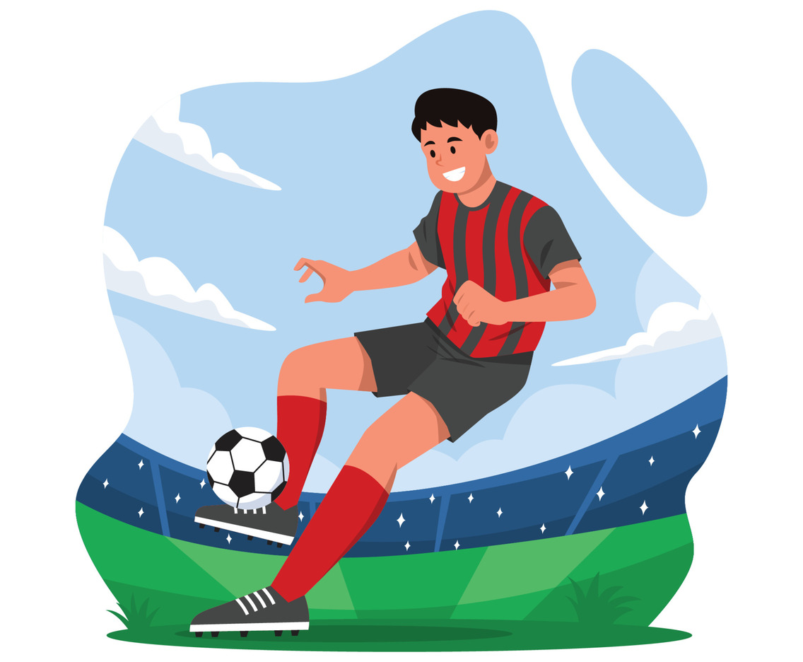 Character Player Football Controling The Ball