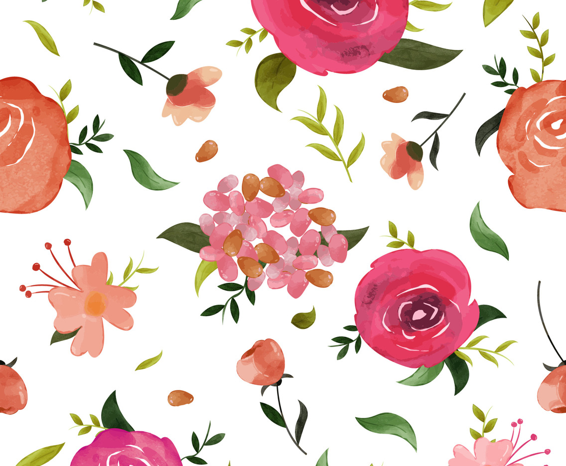 Purple Floral Watercolor Seamless Pattern