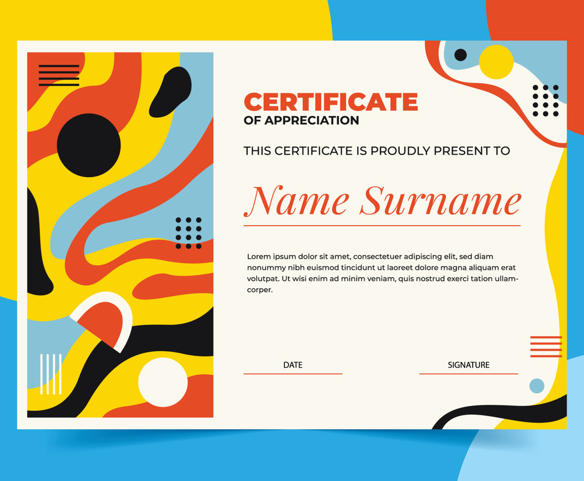 Abstract Creative Certificate with Colorful Concept