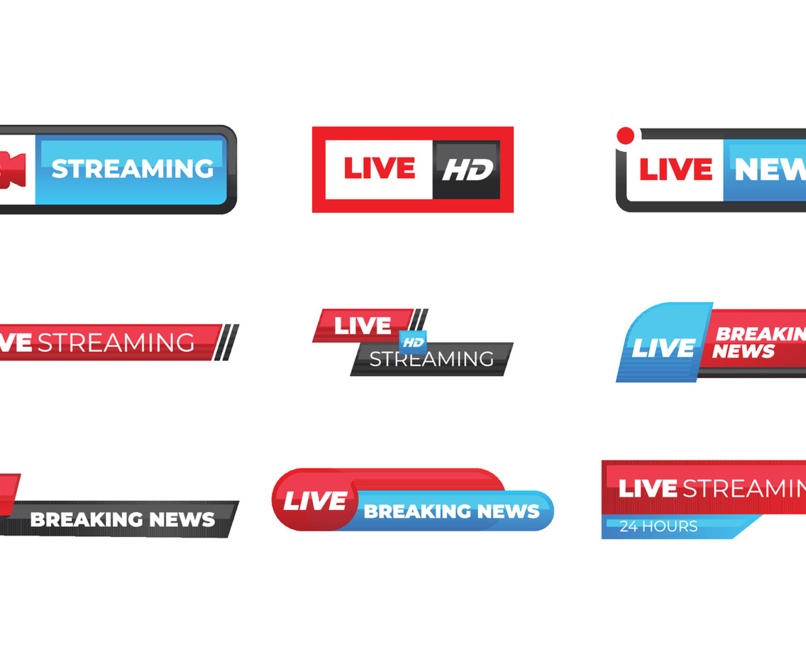 Live Streaming Label and Badge with Play Icon Button