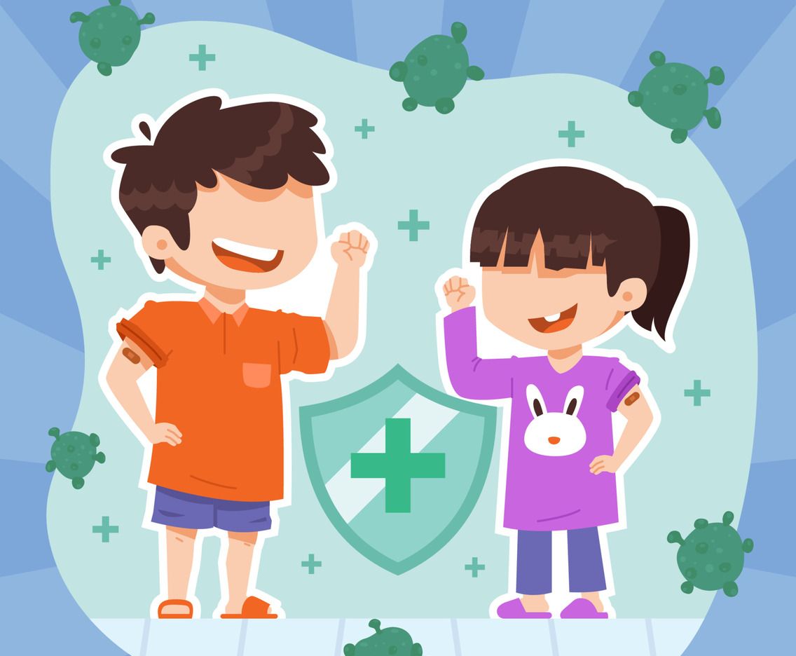 Happy Children Immunized Against The Virus
