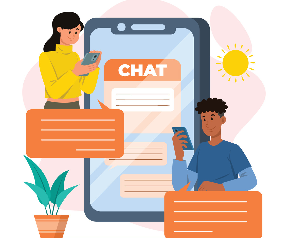 A Couple Communicating Using Mobile Chat