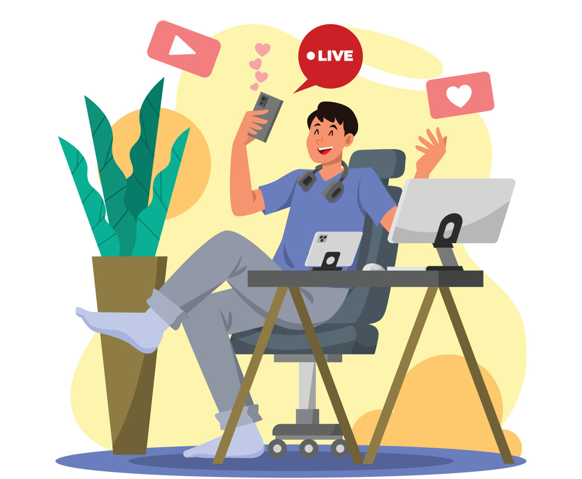 A Man Doing Streaming Online Video By Phone