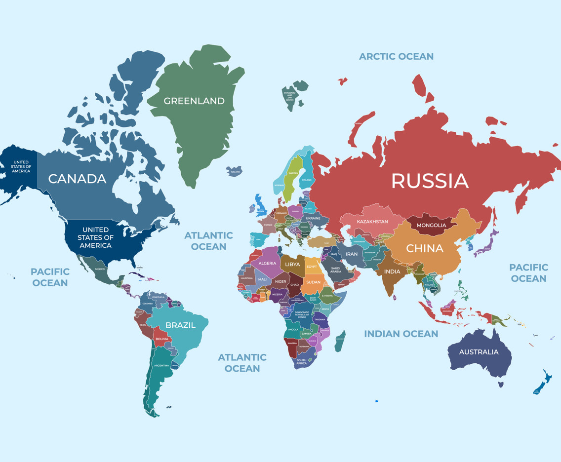 World Map with Countries Names