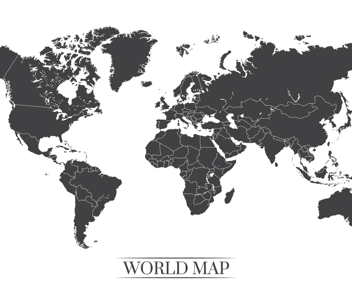 World Map in Black and White